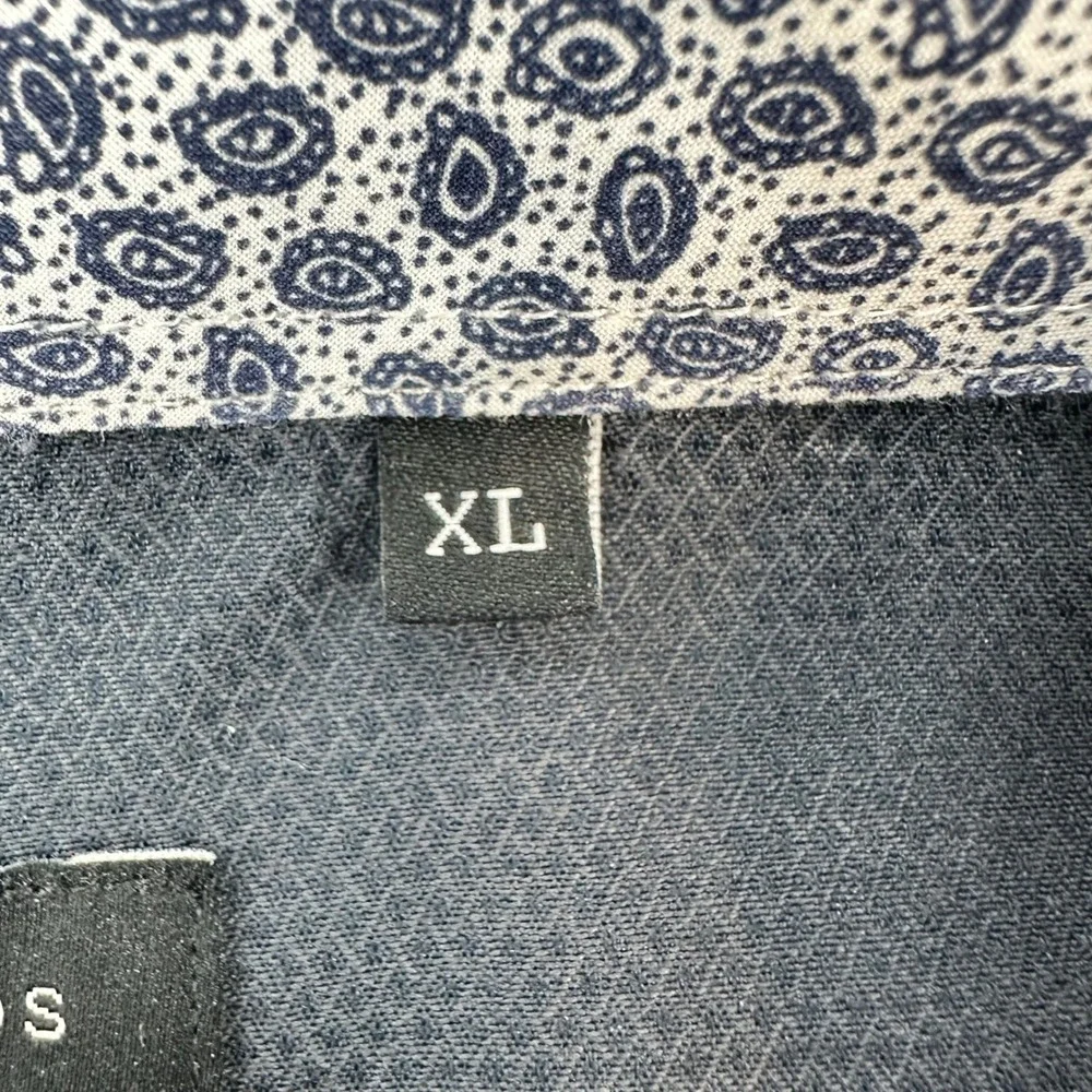 7 DIAMONDS Mens XL Dark Blue Textured Dress‎ Shirt Long Sleeve Button Up